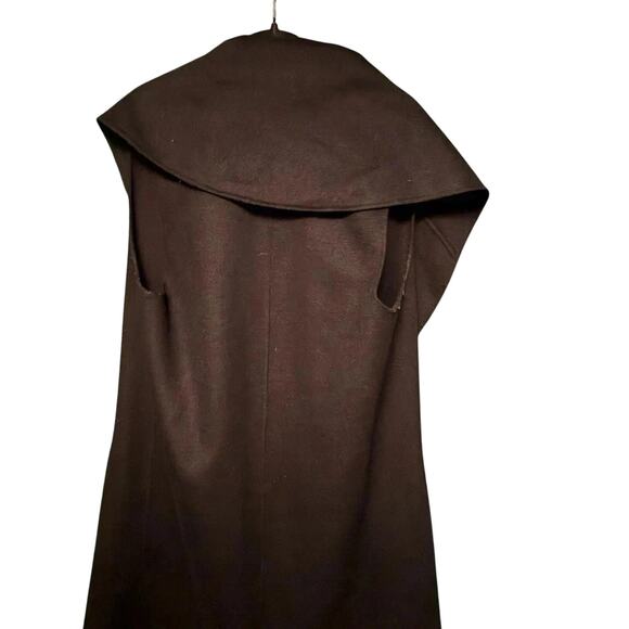 Zara Wool Cape Shrug Cardigan Black Open Drape Wrap Large - Picture 3 of 3